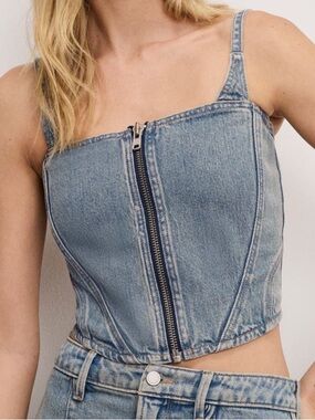 Good American Denim Corset Bustier Top, Women's Size M